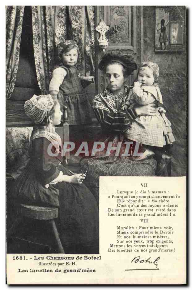 CPA Folklore Les chansons de Botrel illustrees Les lunettes de grand mere 
