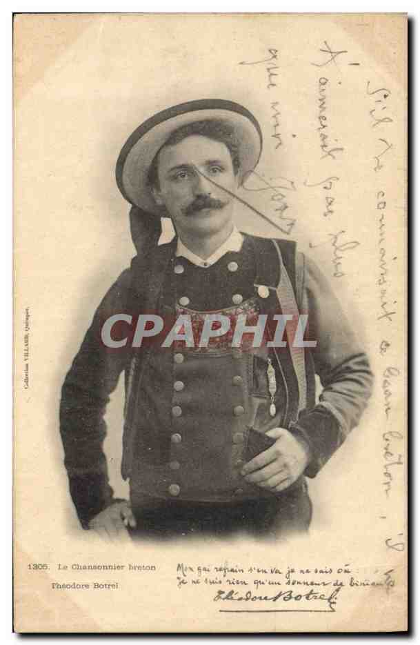 CPA Folklore Le chansonnier breton Theodore Botrel 