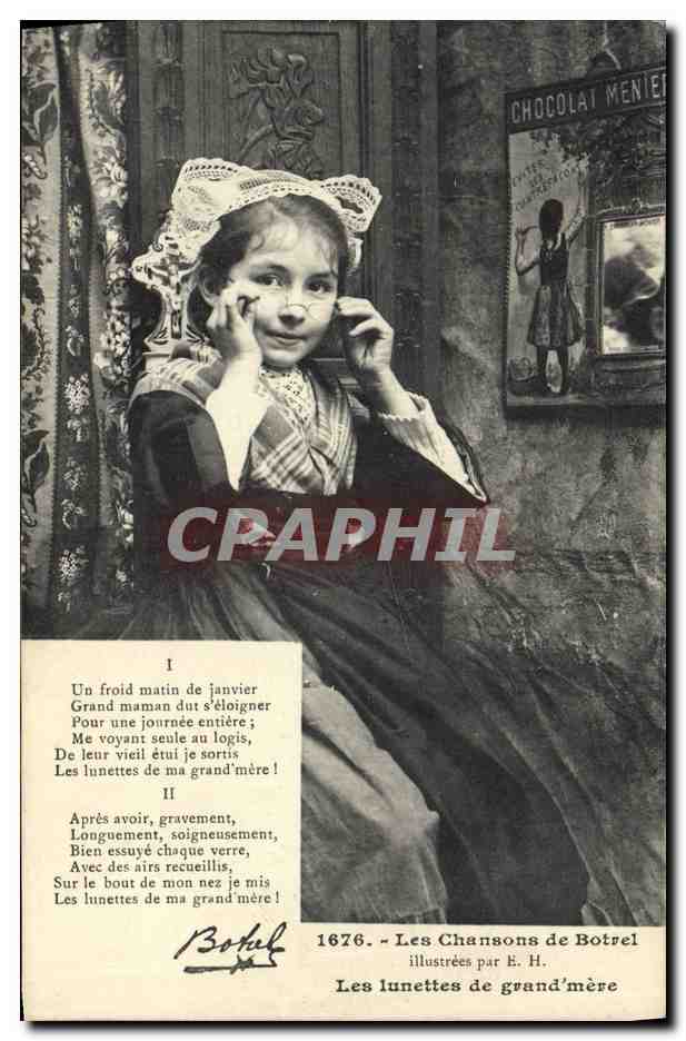 CPA Folklore Les chansons de Botrel illustrees Les lunettes de grand mere 
