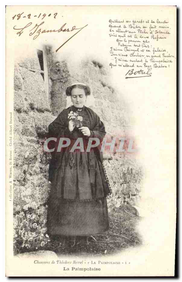 CPA Folklore Les chansons de Botrel illustrees La Paimpolaise 