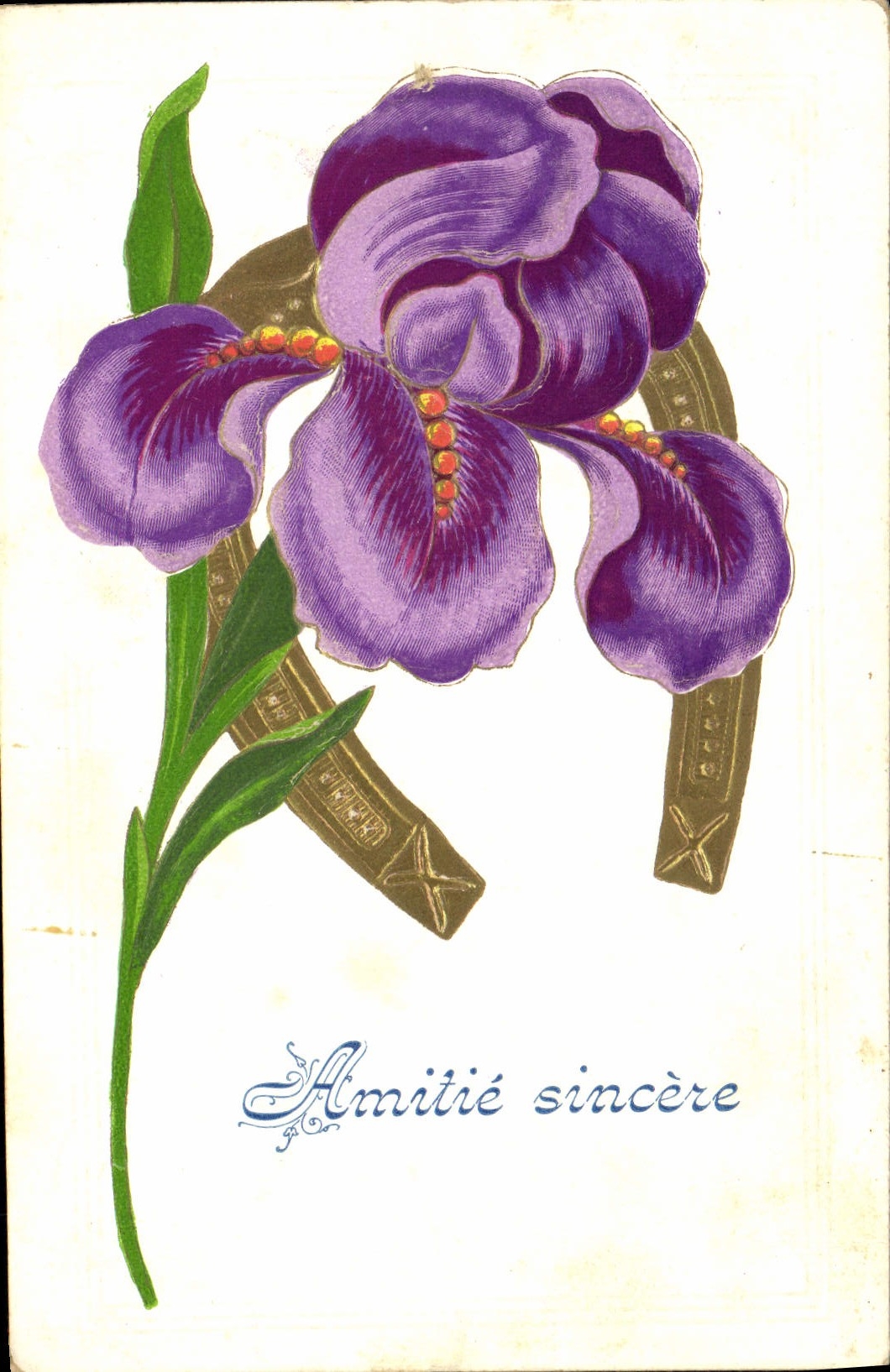 CPA Fantaisie Fleurs Fer a cheval 