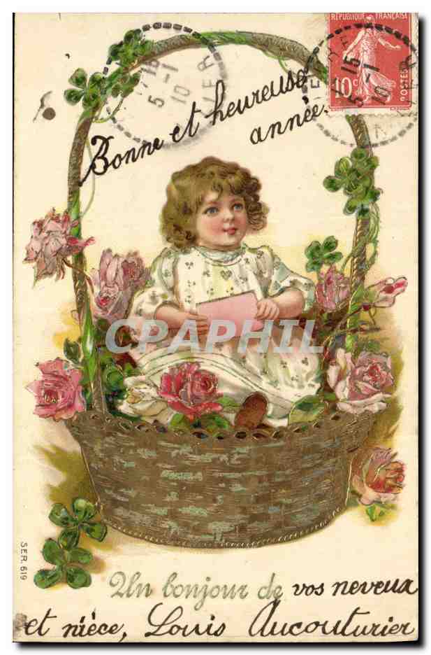 CPA Fantaisie Fleurs Enfant Trefle 