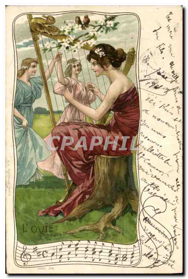 CPA Fantaisie Illustrateur Femme L'ouie 
