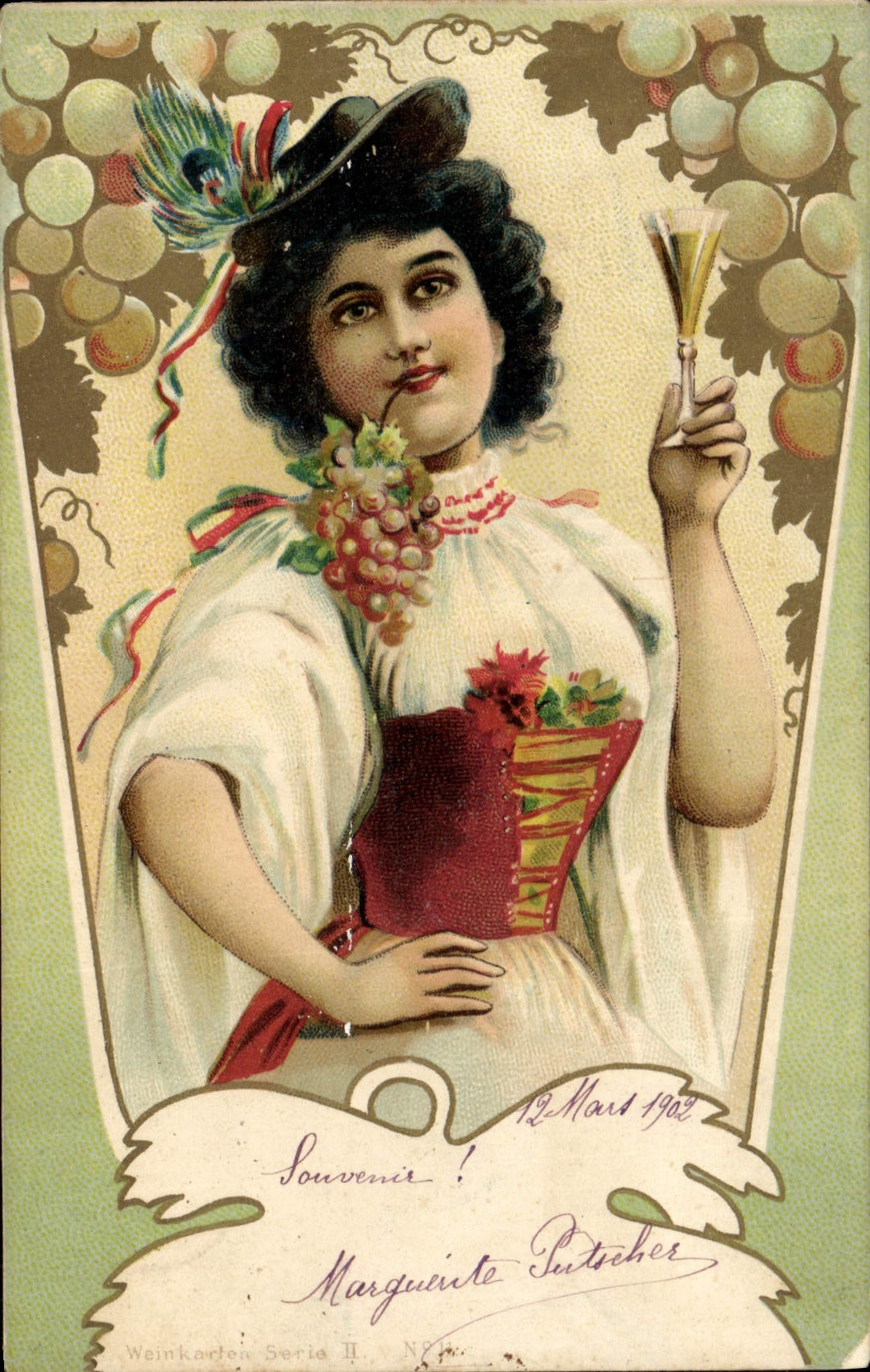 CPA Fantaisie Illustrateur Femme Vin 