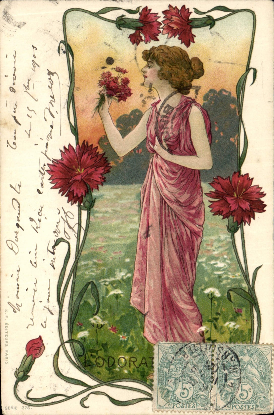 CPA Fantaisie Illustrateur Femme L'odorat 
