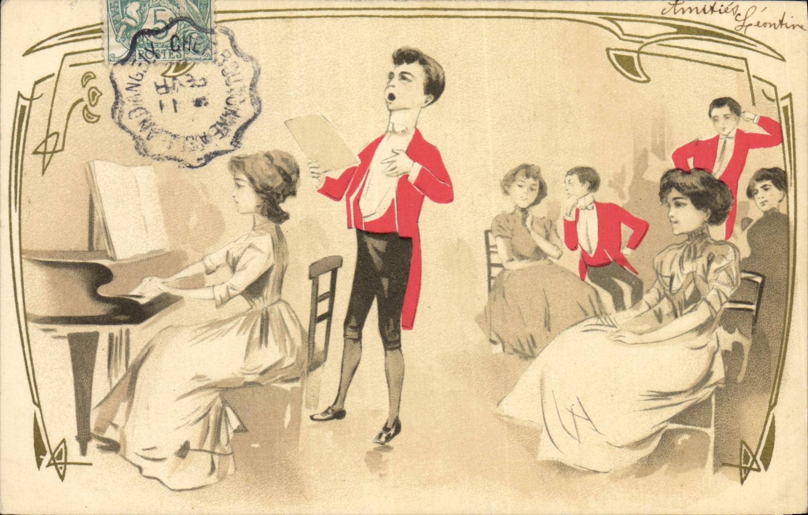 CPA Fantaisie Illustrateur Femme Piano 