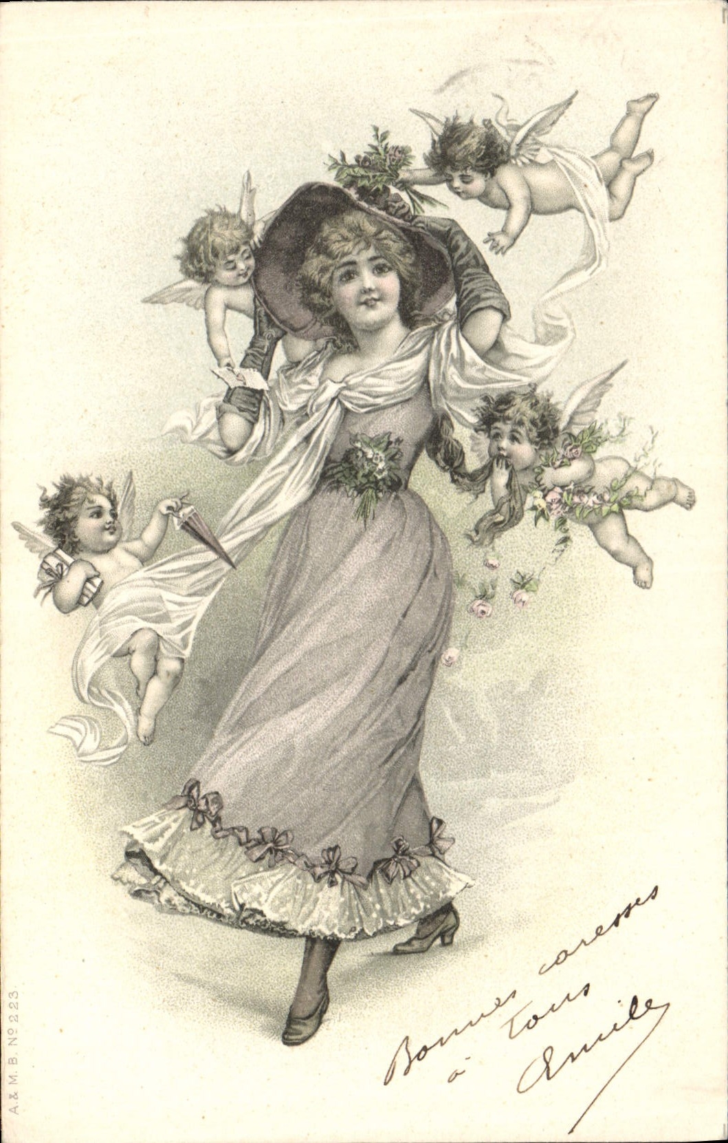CPA Fantaisie Illustrateur Femme Ange Anges 