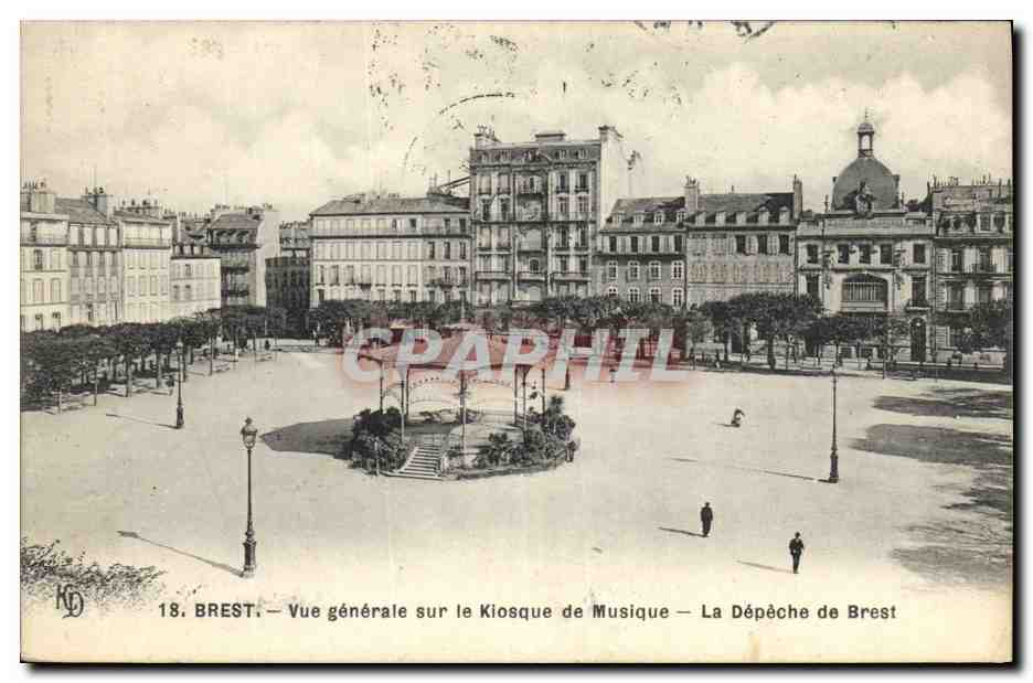 CPA Brest Vue generale sur le Kiosque a musique La DEpeche de Brest 