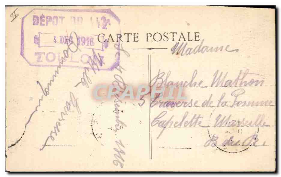 CPA Kiosque a musique Place D'armes Toulon  — Verso