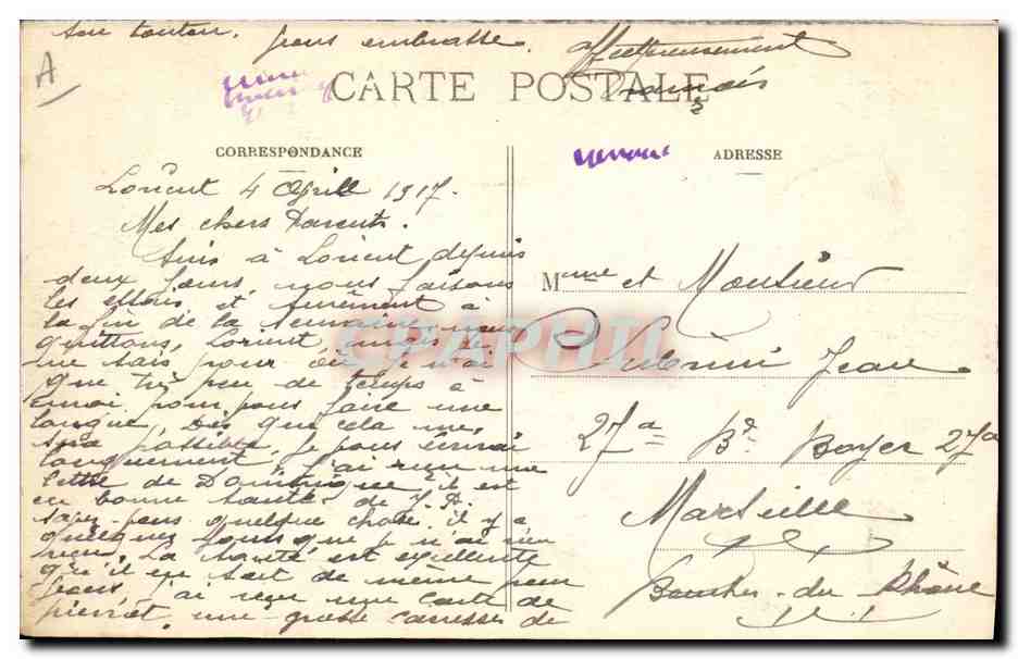 Place Alsace-Lorraine - Lorient — La Bretagne pittoresque — Collection A. Waron, St-Brieuc — Verso