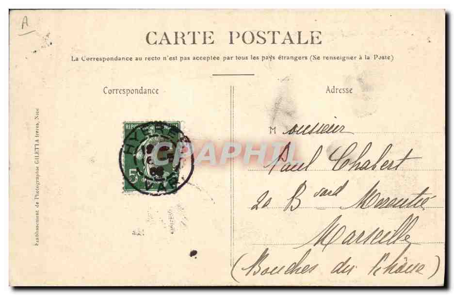 CPA Hyeres Le jardin public et le Kiosque  — Verso