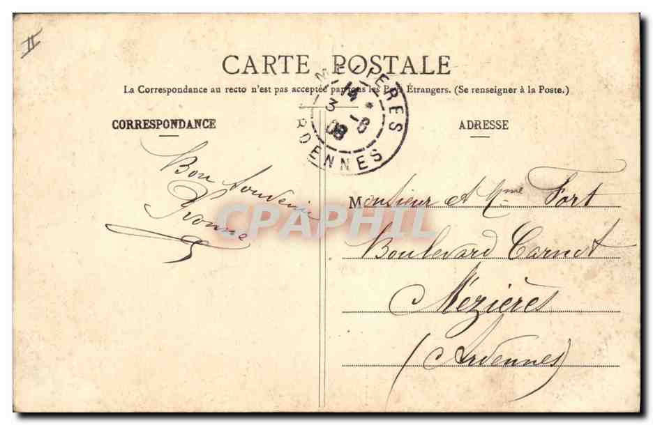 CPA Le Kiosque Place d'armes Belfort  — Verso