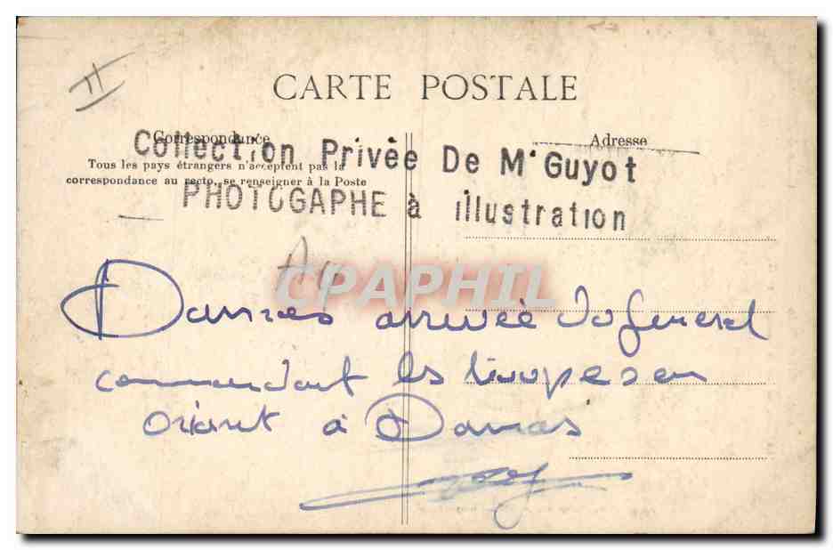 Soldiers in a military vehicle — Darras, Orient — Photograph by M. Guyot — Back