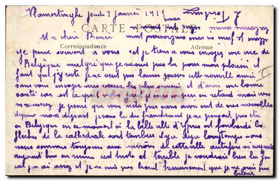CPA Militaria Bataille de l'Yser Furnes Le roi Albert passe en revue les Turcos  — Verso