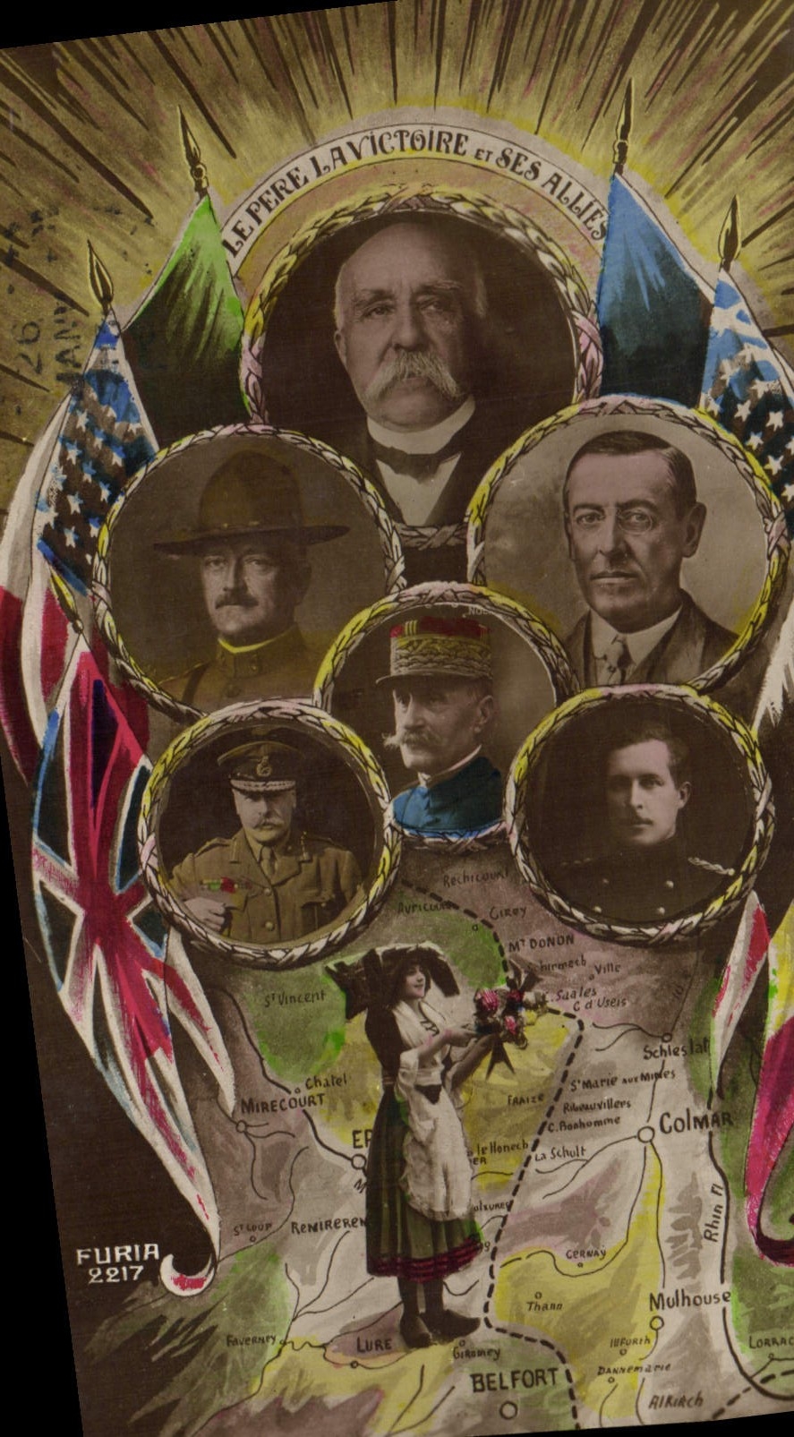CPA Militaria Le pere La Victoire et ses allies Clemenceau 