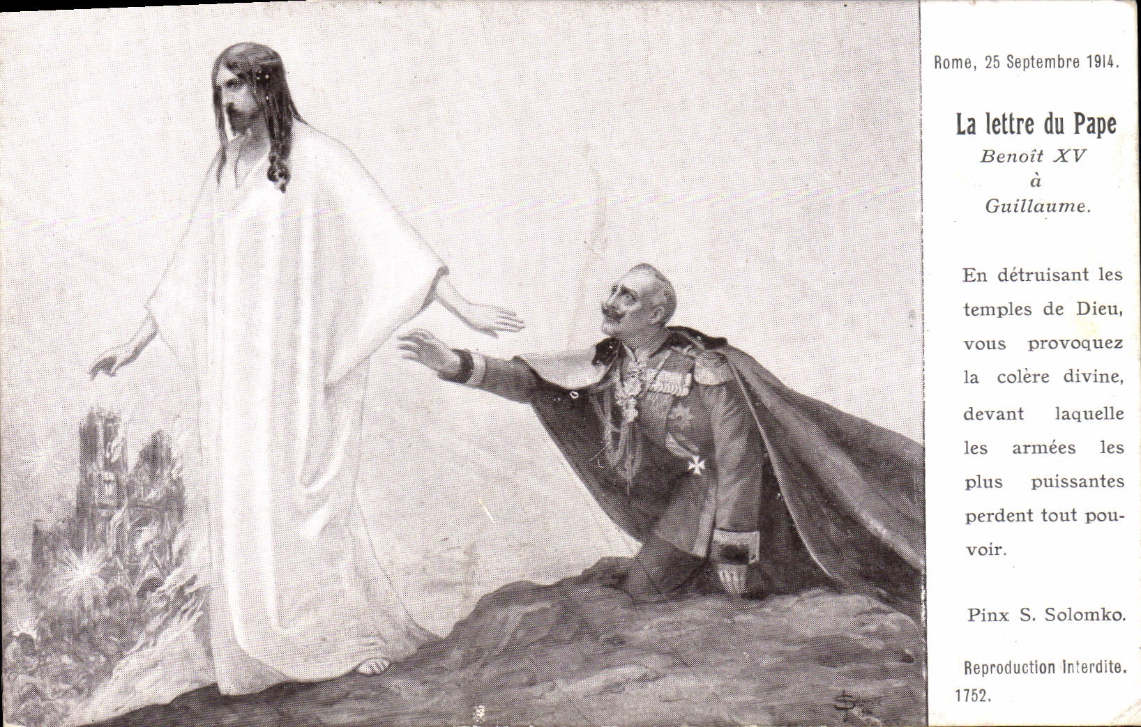 CPA Militaria La lettre du Pape Benoit XV a Guillaume Rome 