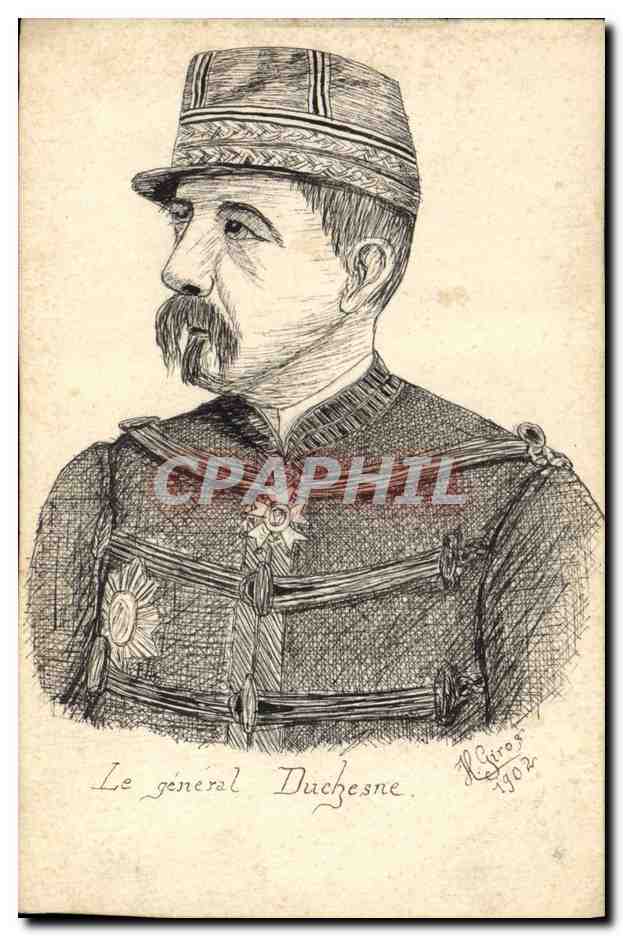 General Duchesne — military portrait — drawing by M. Ciroz, 1902
