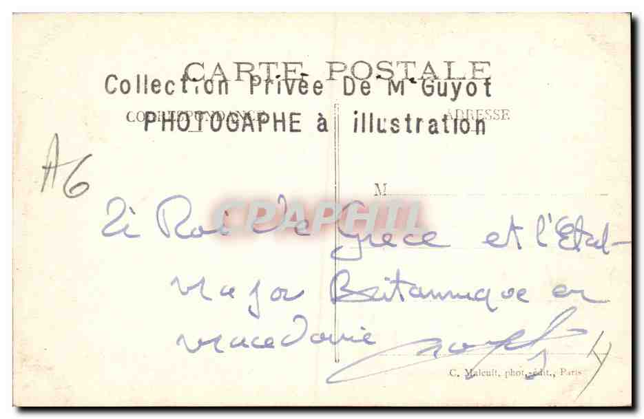 Majors britanniques et l'État en Macédoine — Collection Privée de M. Guyot, C. Malecult, phot. édit., Paris — Verso