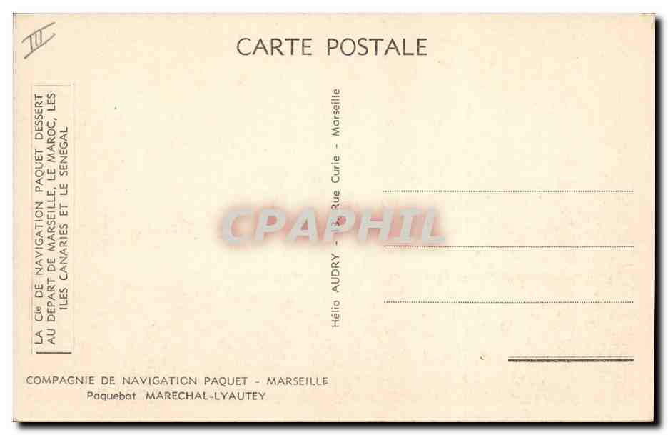 Paquebot Marechal-Lyautey — Compagnie de Navigation Paquet — Marseille — Reverso