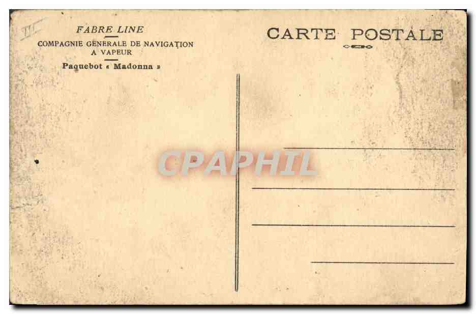 Paquebot Madonna — Compagnie Générale de Navigation — Fabre Line — Reverso