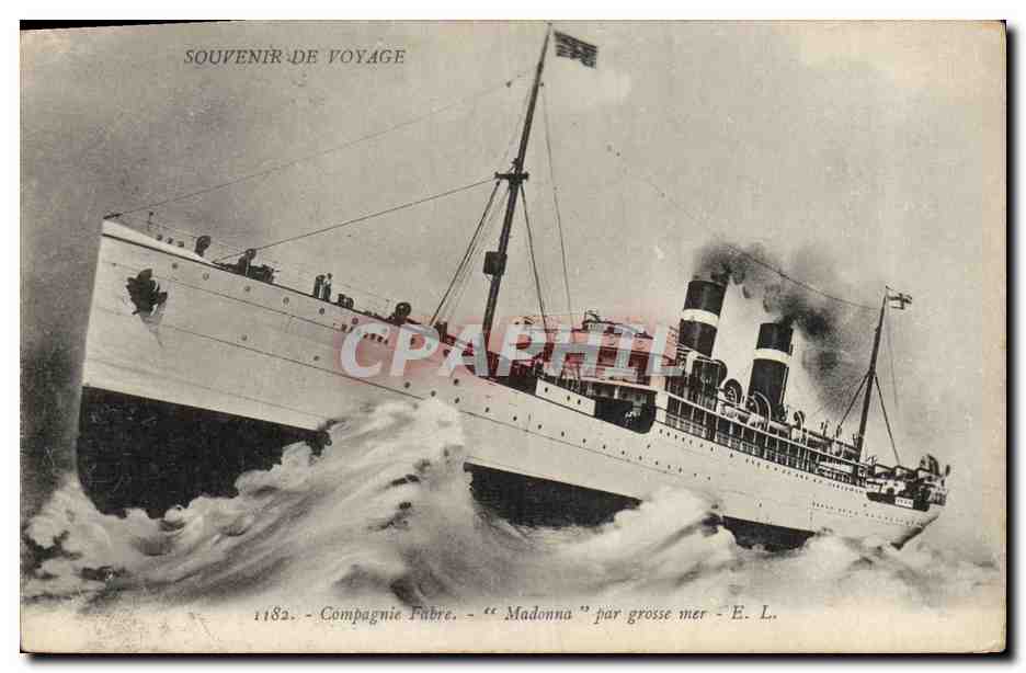 CPA Bateau Compagnie Fabre Madonna par grosse mer 