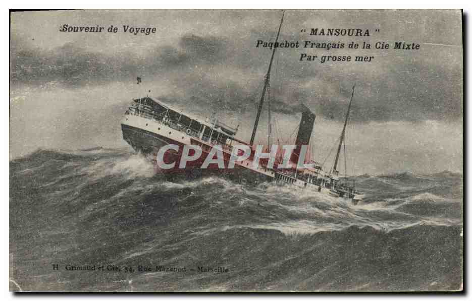 CPA Bateau Mansoura Paquebot Francais de la Cie Mixte