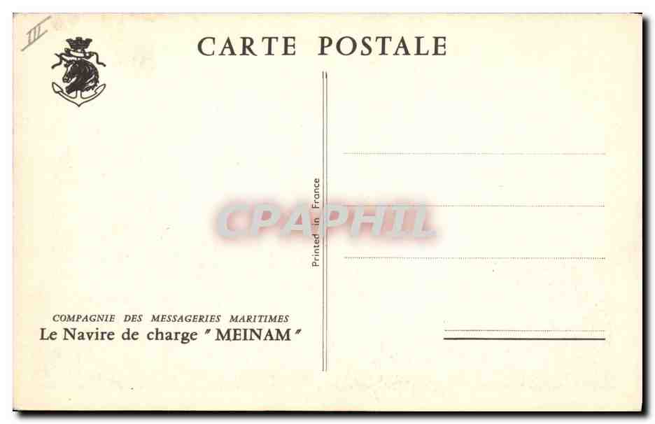 Le Navire de charge "MEINAM" — Compagnie des Messageries Maritimes — série III — Reverso