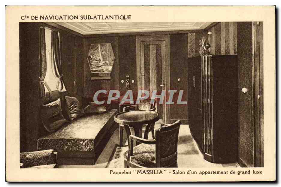 Paquebot "MASSILIA" — Salon d'un appartement de grand luxe — Cie de Navigation Sud-Atlantique