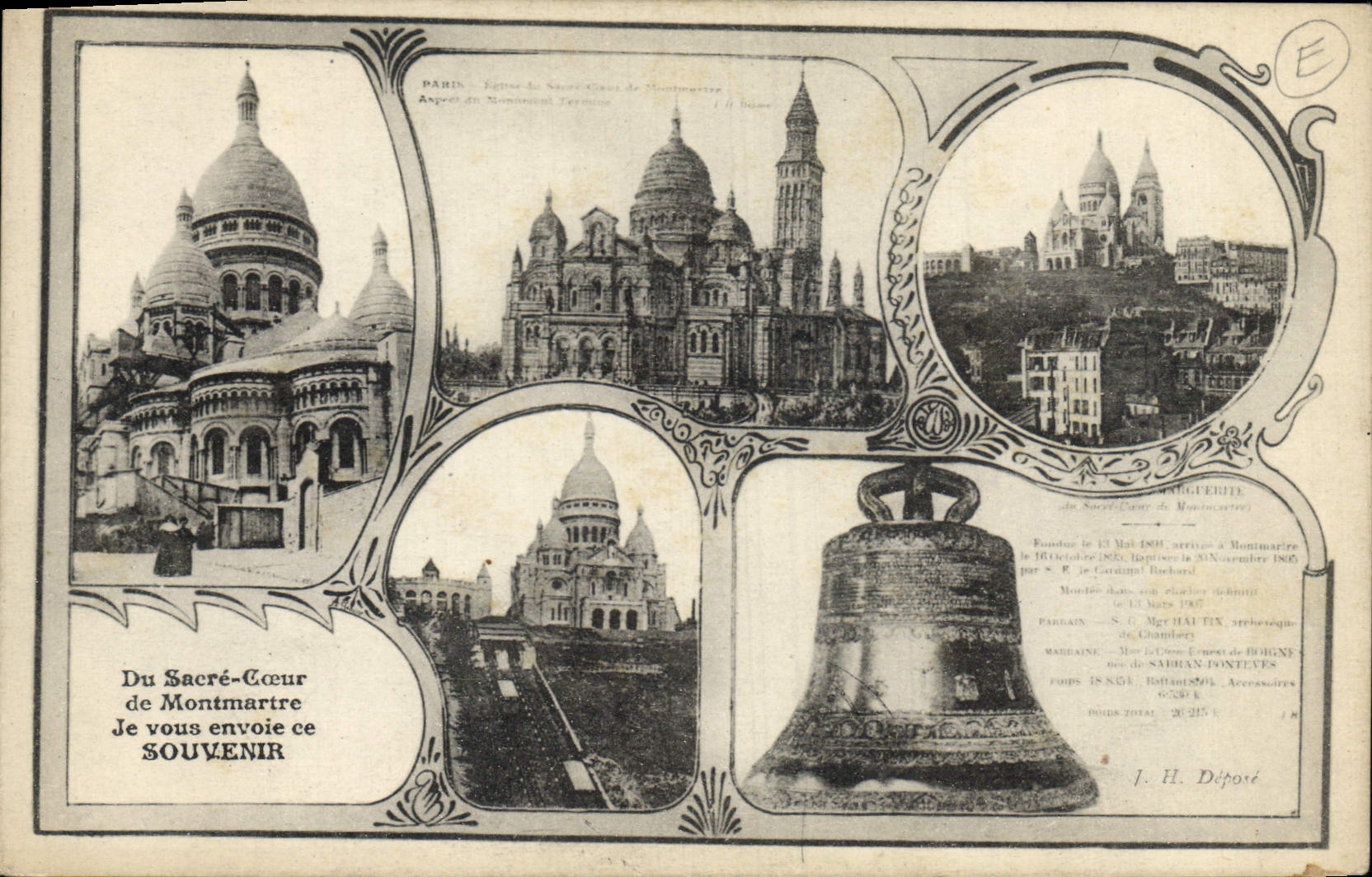 Paris - Église du Sacré-Cœur de Montmartre — J. H. Déposé, n° E