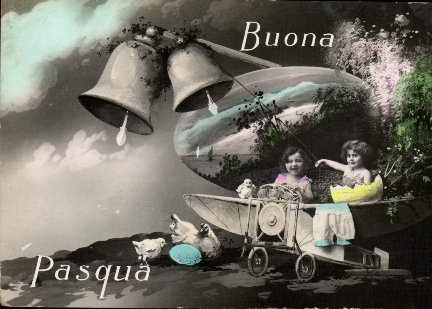 CPA Cloche Enfants Avion Aviation 