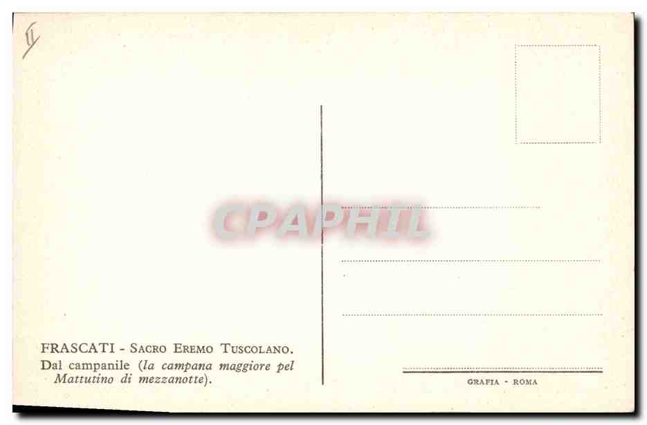 CPA Cloche Frascati Sacro Eremo Tuscolano  — Rückseite