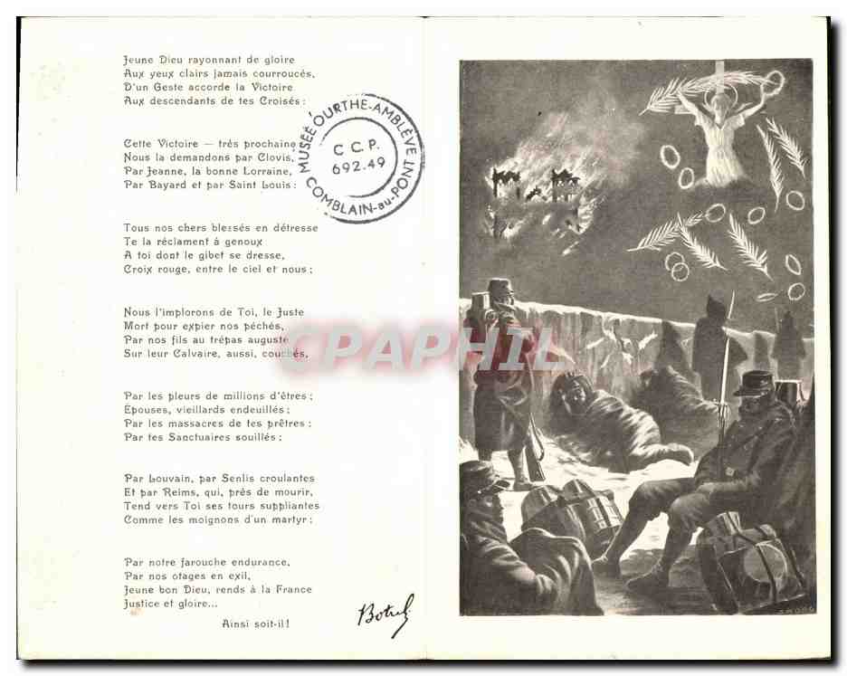 CPA Folklore Botrel Annee 1915 Priere au jeune Bon Dieu Militaria  — Verso