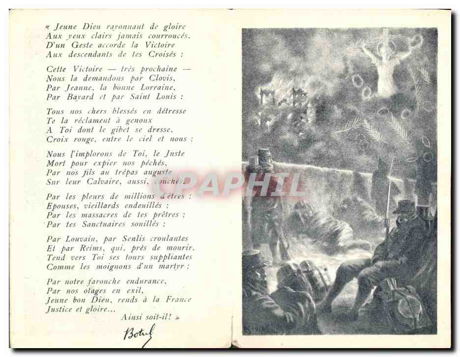 CPA Folklore Botrel Annee 1915 Priere au jeune Bon Dieu Militaria  — Verso