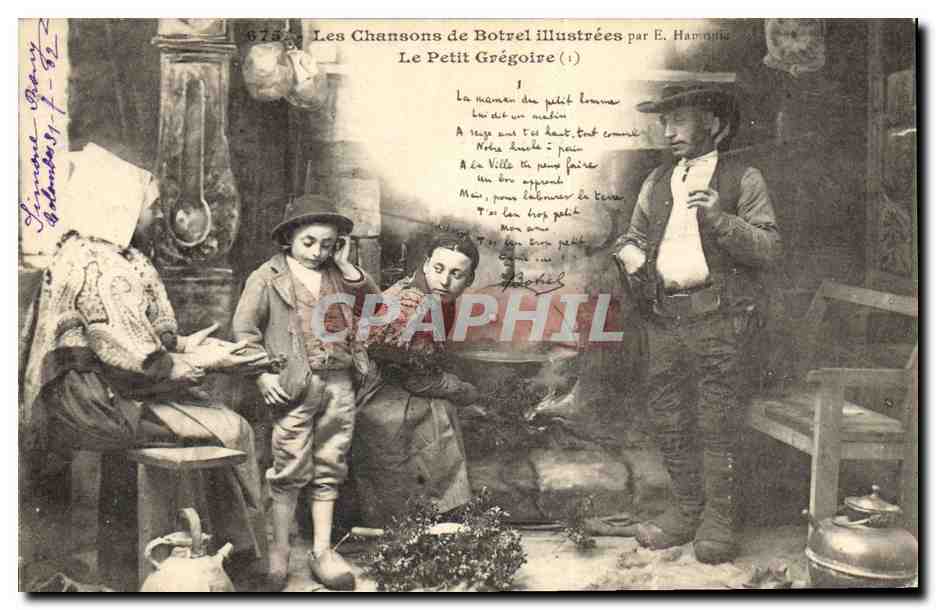 CPA Folklore Les chansons de Botrel Le Petit Gregoire 
