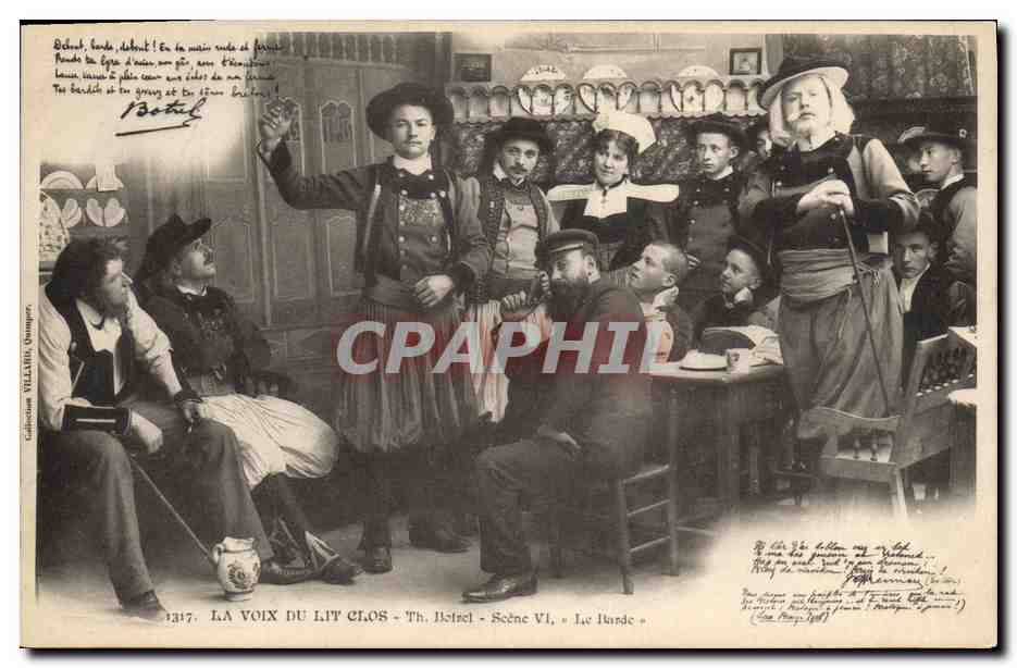 CPA Folklore Botrel La voix du lit clos Le Barde 