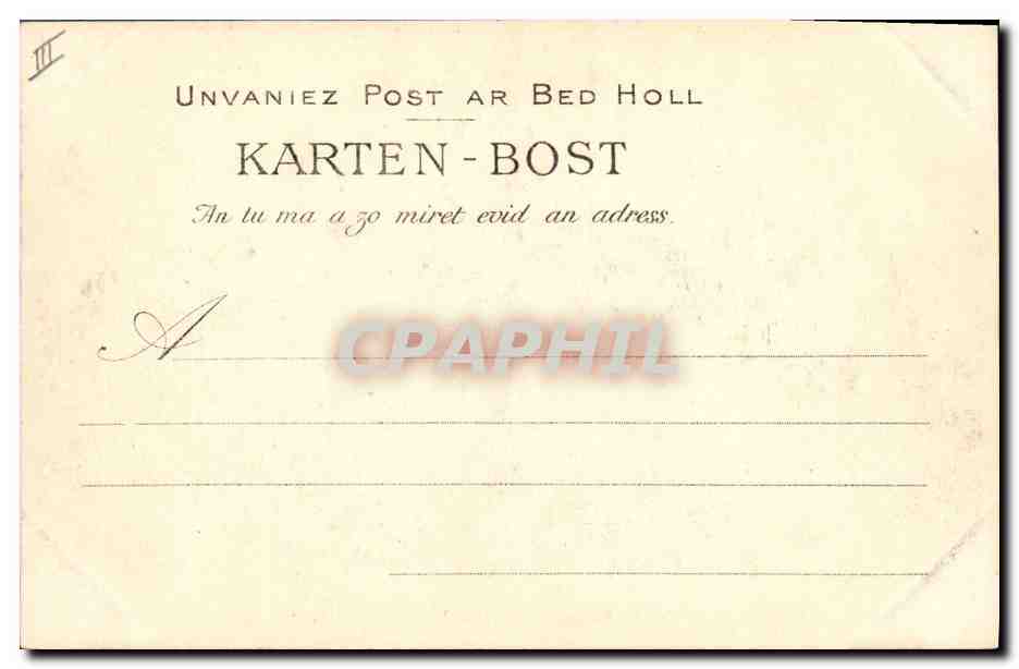 CPA Folklore Botrel La voix du lit clos Le Barde  — Verso