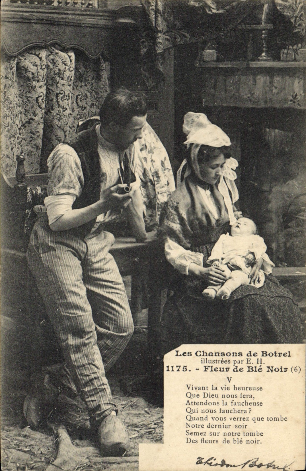 CPA Folklore Les chansons de Botrel Fleur de Ble boir Enfant Bebe 