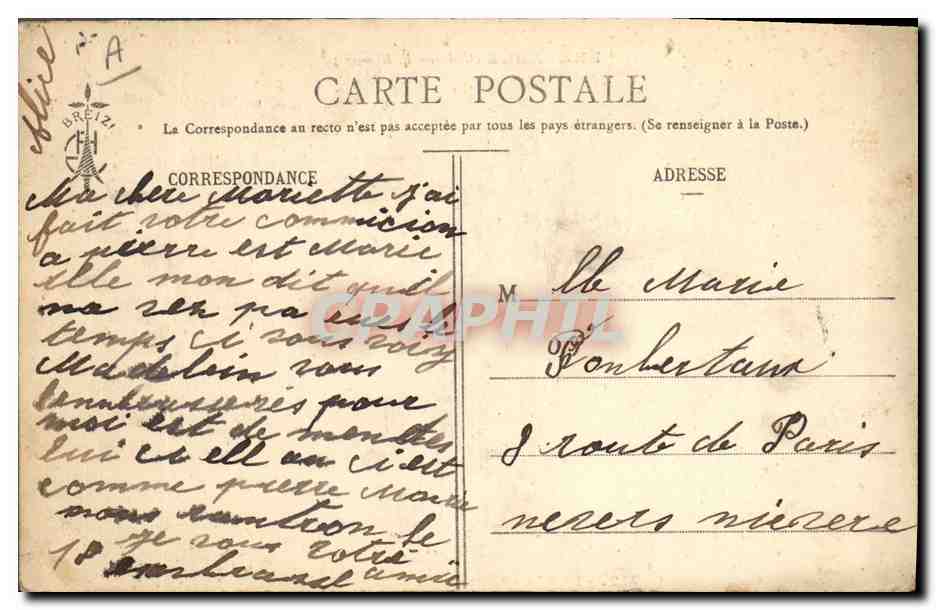 CPA Folklore Bretagne Sur la greve Botrel  — Verso