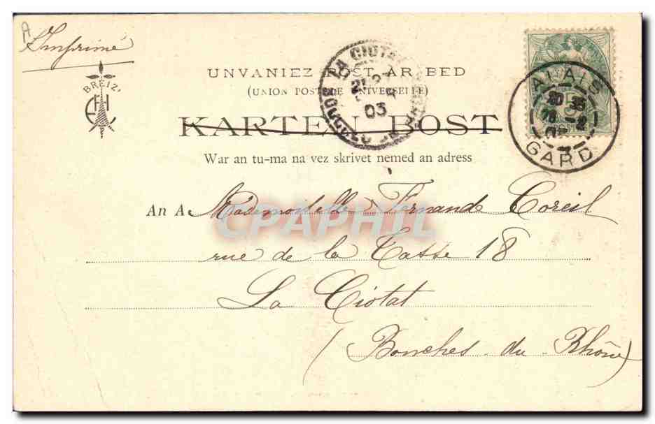 CPA Folklore Theodore Botrel Poete chansonnier Breton  — Verso