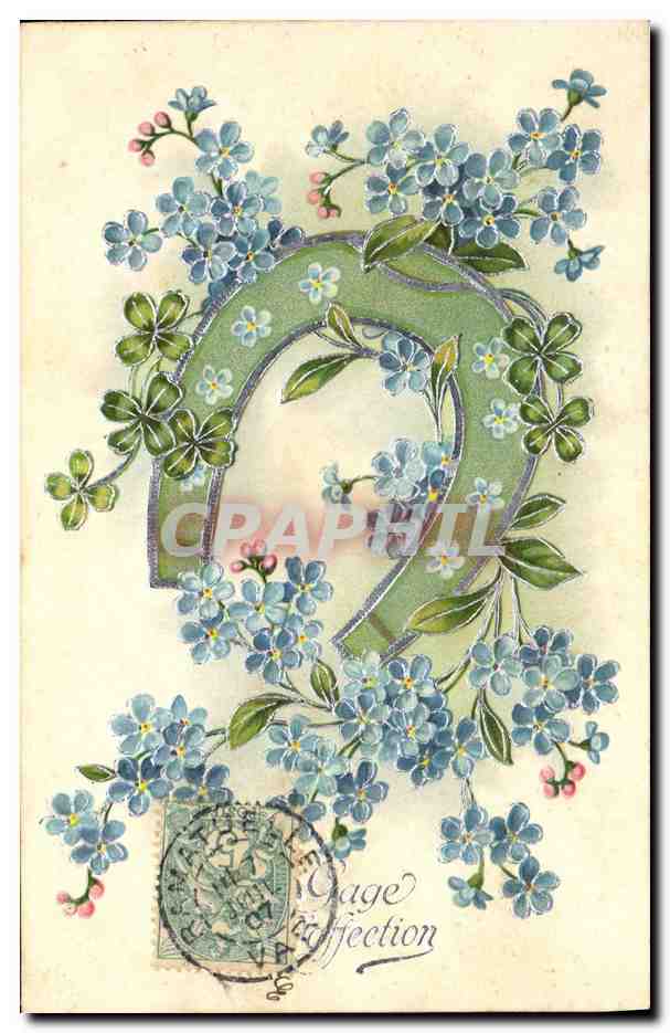 CPA Fantaisie Fleurs Fer a cheval 