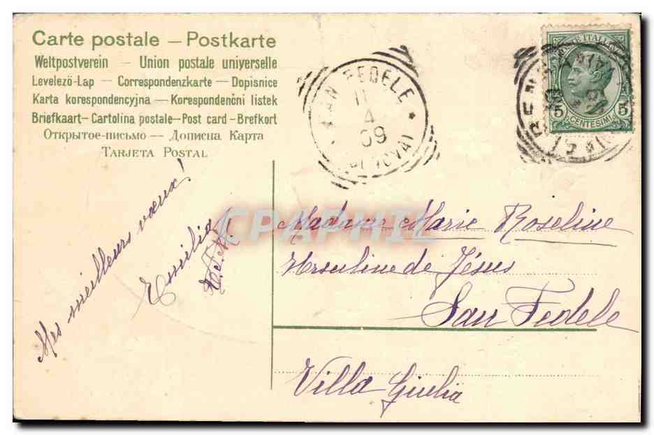 CPA Fantaisie Fleurs Oeuf Trefle  — Verso