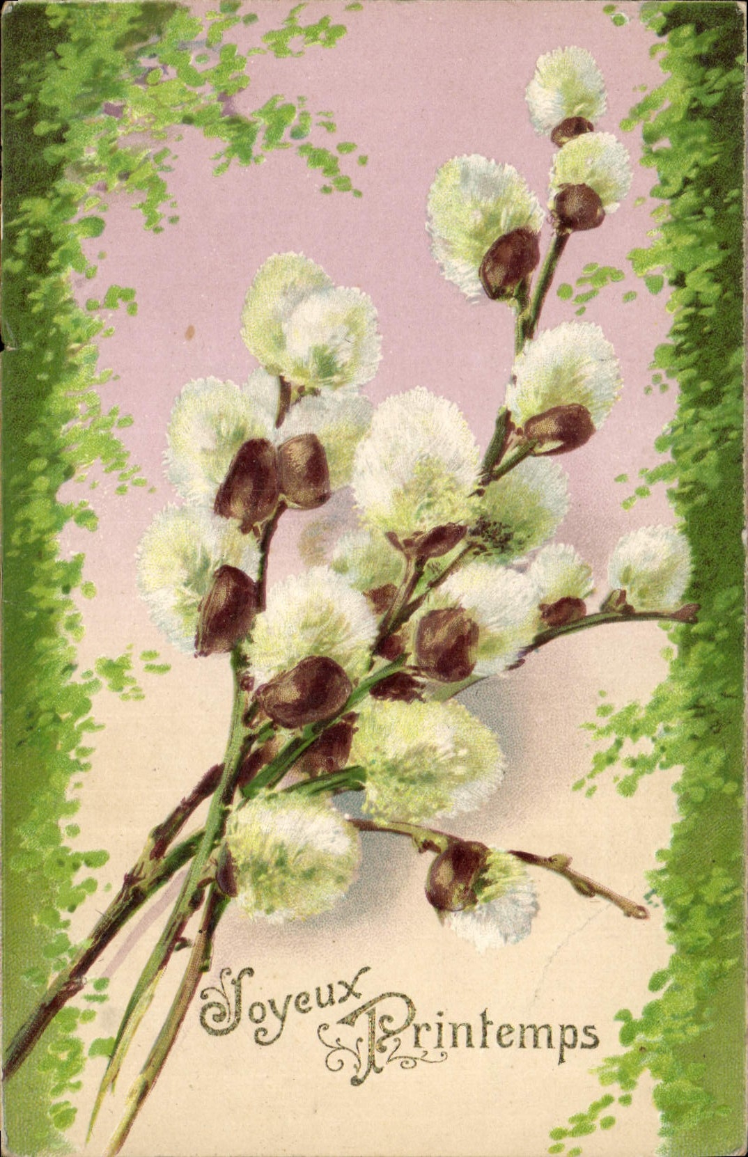 Bouquet de saule — Félicitations de printemps — Postkarte. Weltpostverein. Carte postale. Union postale universelle. N° 2172