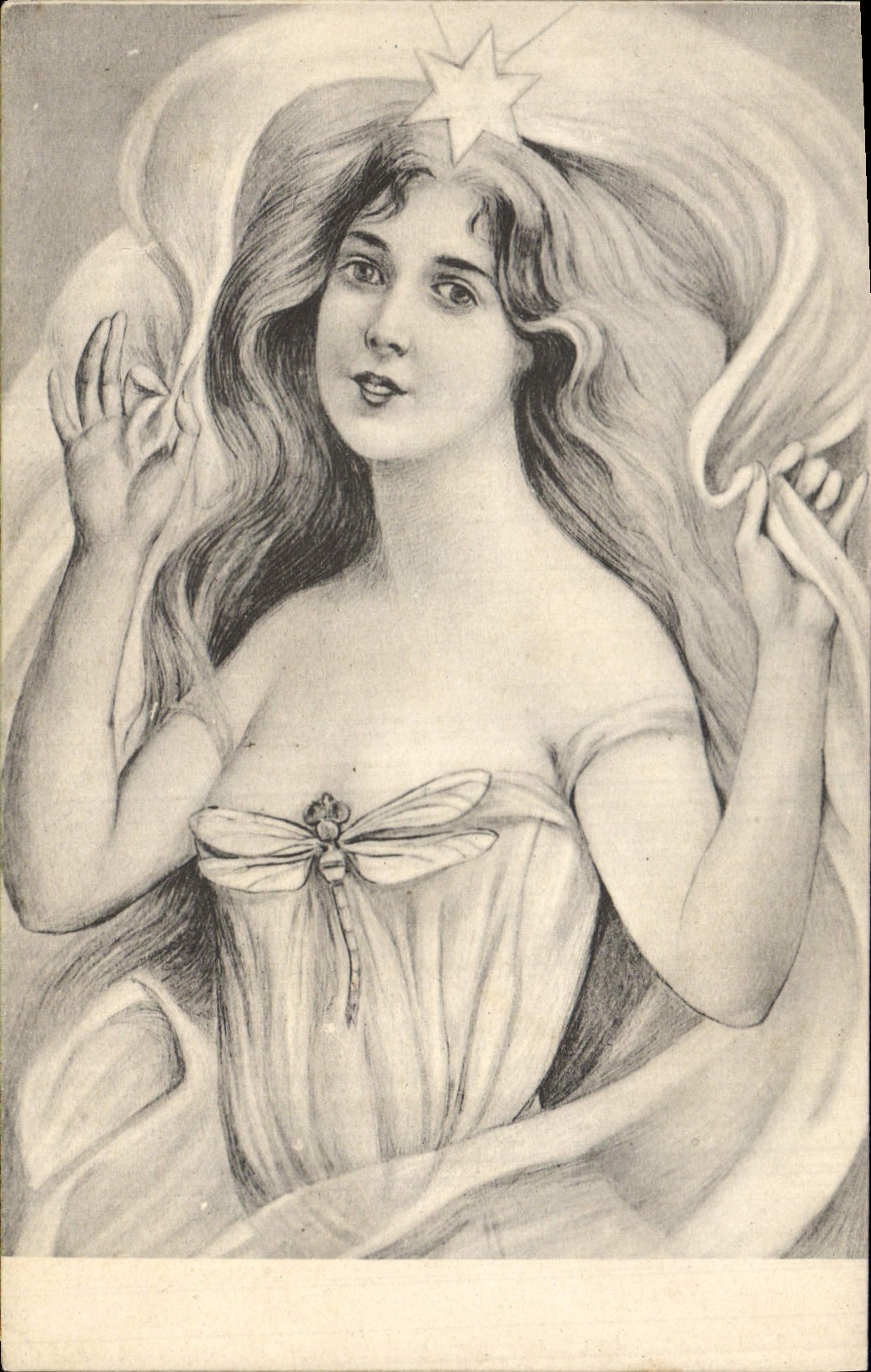 CPA Fantaisie Illustrateur Femme Insecte 