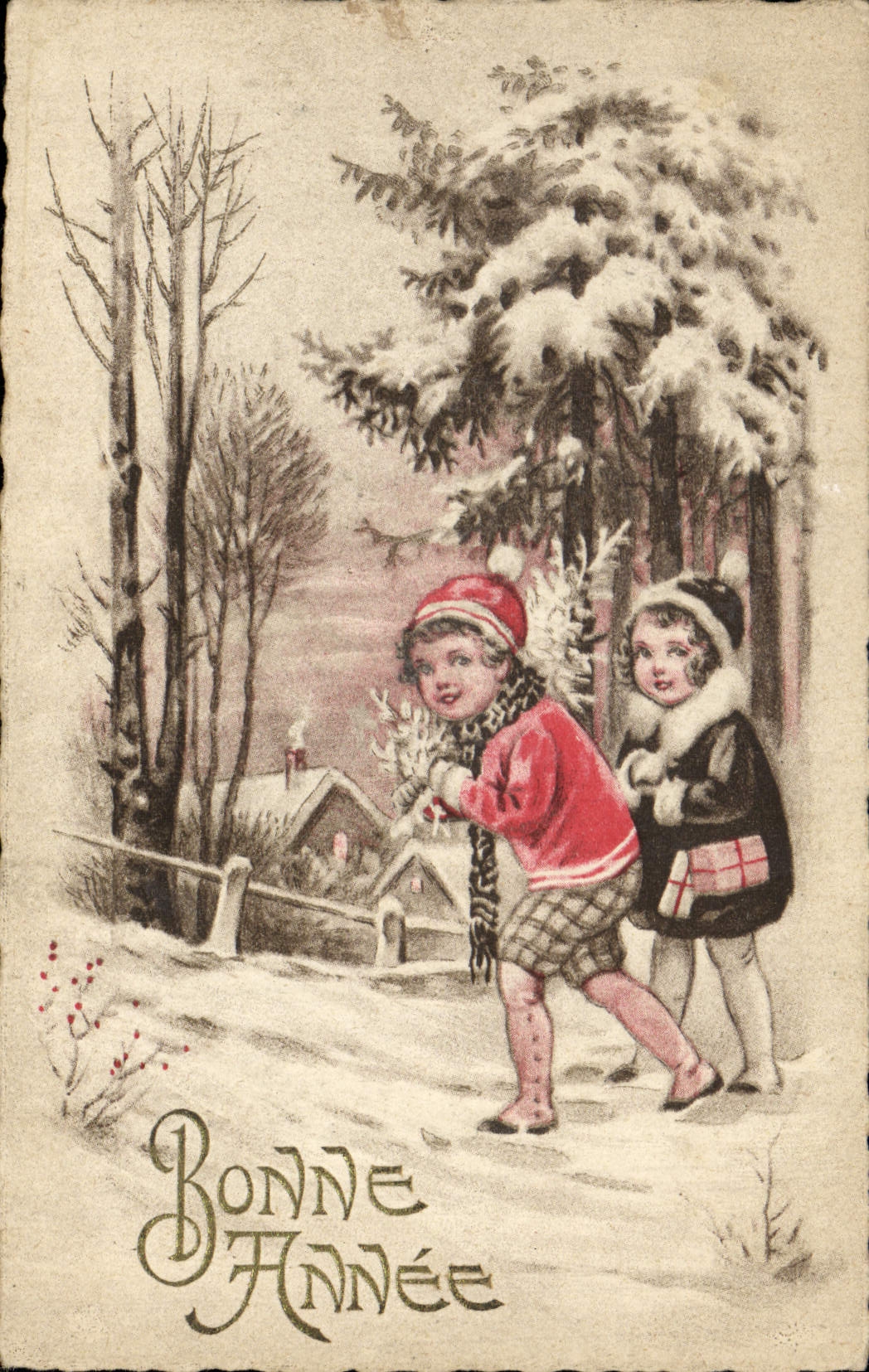 CPA Fantaisie Illustrateur Enfants Bonne annee 