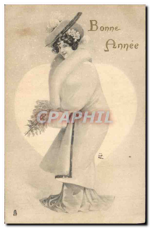 CPA Fantaisie Illustrateur Femme Bonne annee 