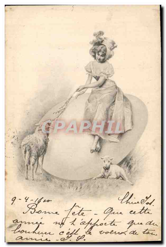 CPA Fantaisie Illustrateur Femme Moutons 