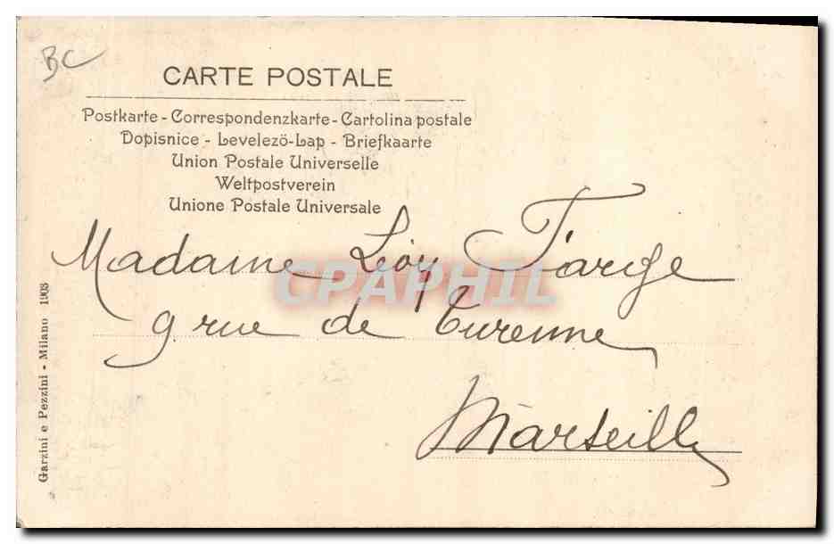 Spectacle de théâtre — Mariquita — éditeur Garzini e Pezzini, n° 1088 — Verso
