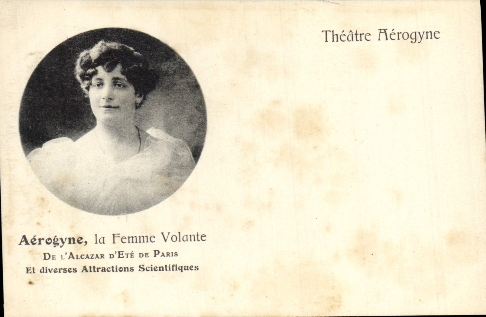 Aérogyne, la Femme Volante — Théâtre Aérogyne, Alcazar d'Été de Paris