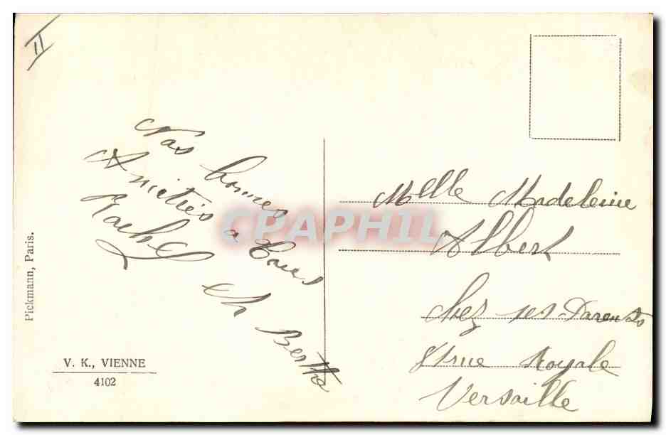 CPA Fantaisie Femme Enfant Chien  — Rückseite
