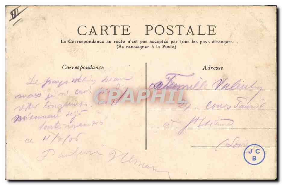 CPA Kiosque et les jardins Chatelguyon  — Verso